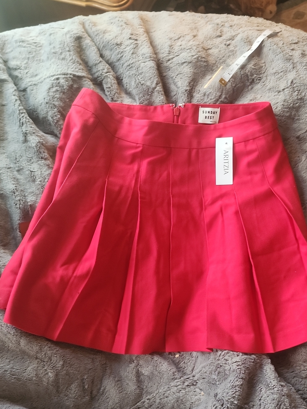 Aritzia Sunday Best Bright Red Pleated Skater Skirt